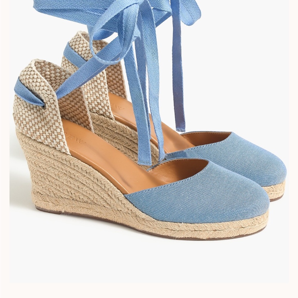 Blue Espadrille Wedge Sandals